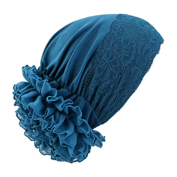 Headbands For Women Blue Headbands Lace Beanie Turban Head Covering Wrap For Sleeping Night Fashion