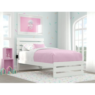 Oxford Twin Bed with Footboard in White with USB Turbo Charger