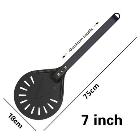

Pizza Turning Small Pizza Peel Paddle Short Round Pizza Tool Non-Slip Wooden Handle 7 8 9 Inch Perforated Pizza Shovel Aluminum