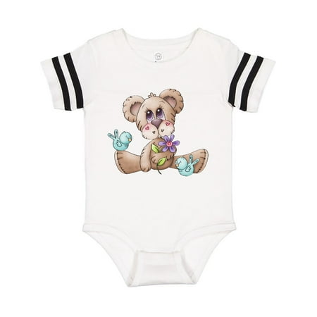 

Inktastic Teddy Bear Bluebirds and Flower Gift Baby Boy Bodysuit