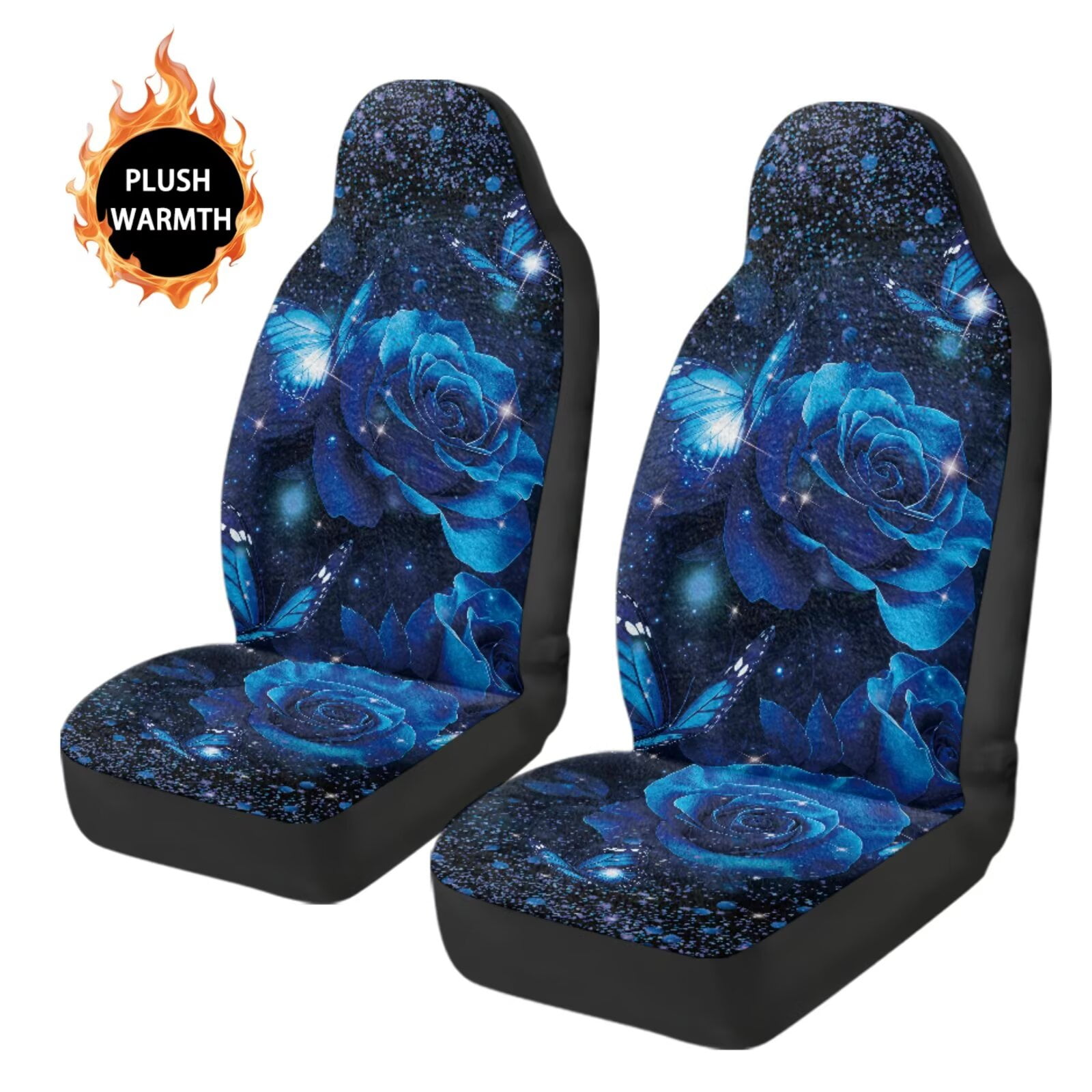 Uorisanigo Front Car Seat Cover - Breathable & Stylish, Blue Rose Butterfly Bottom Seat Covers of Full Wrapped Edge Universal Fit for Most Cars, SUV, Van Car Accessories Cushions