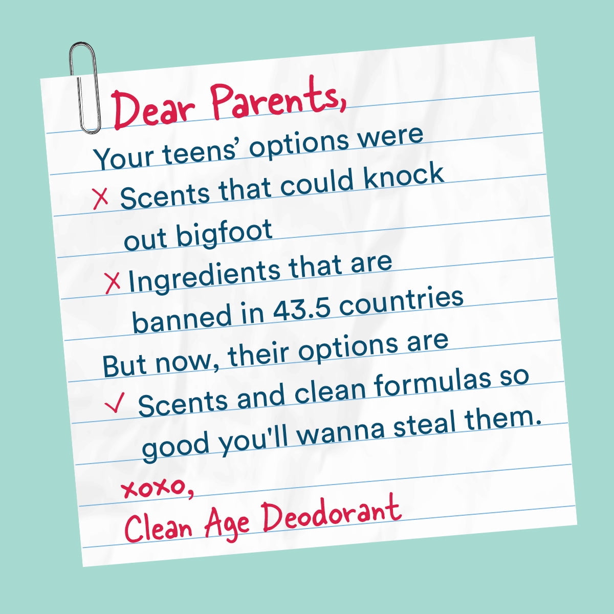 2-Pack Clean Age AHA Deodorant for Teens | Aluminum-Free, Safe for Sensitive Skin | Fresh Scent | 2.5 oz