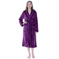 thumbnail image 1 of PAVILIA Plush Robe For Women, Purple Fluffy Soft Bathrobe, Lightweight Fuzzy Warm Spa Robe, Cozy Fleece Long House Robe, Satin Trim, Large-XL, 1 of 7