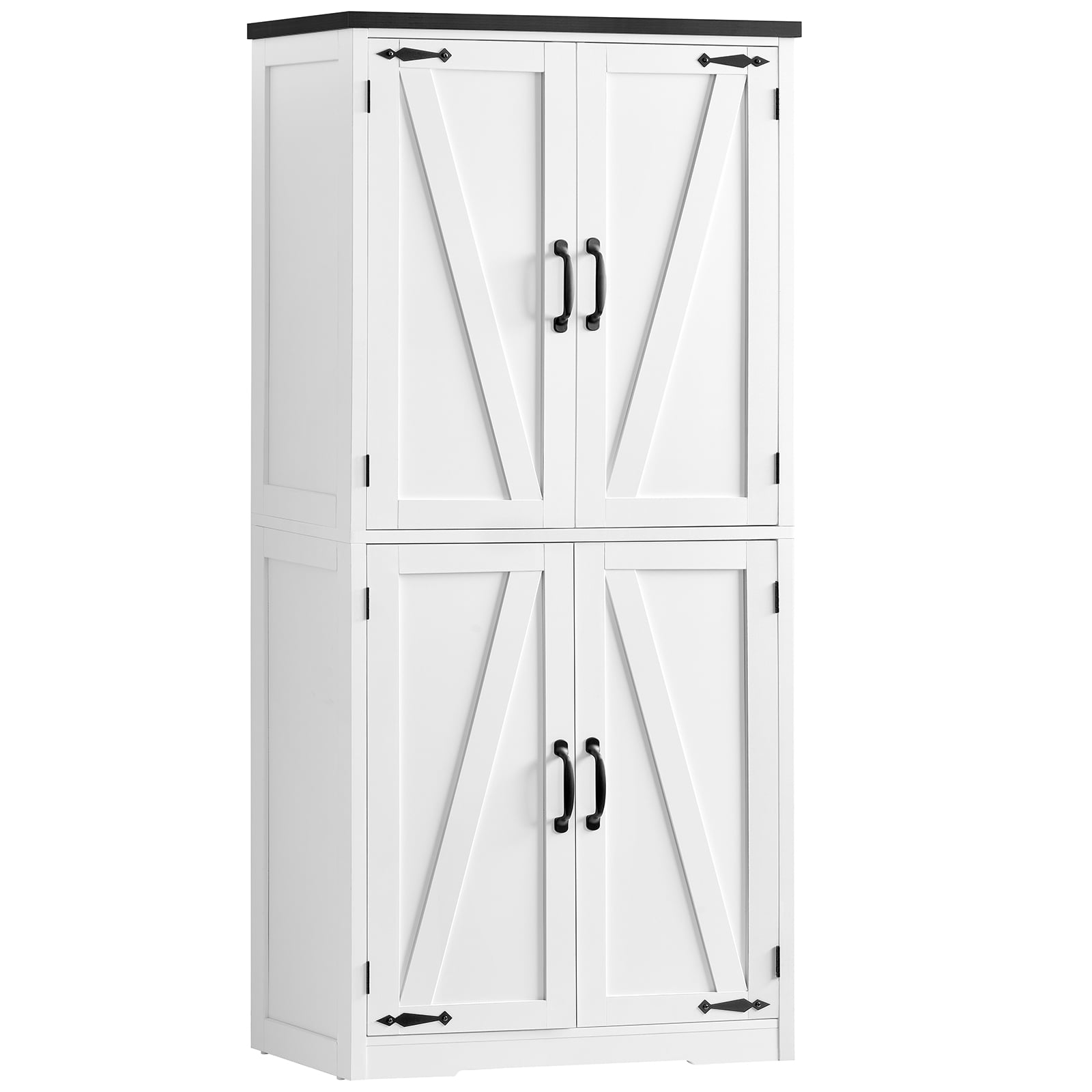 58.27” Kitchen Pantry Cabinets With 4 Doors, Storage Cabinets, Cupboard, Tall Bathroom Cabinets For Dinning Room, Living Room, White