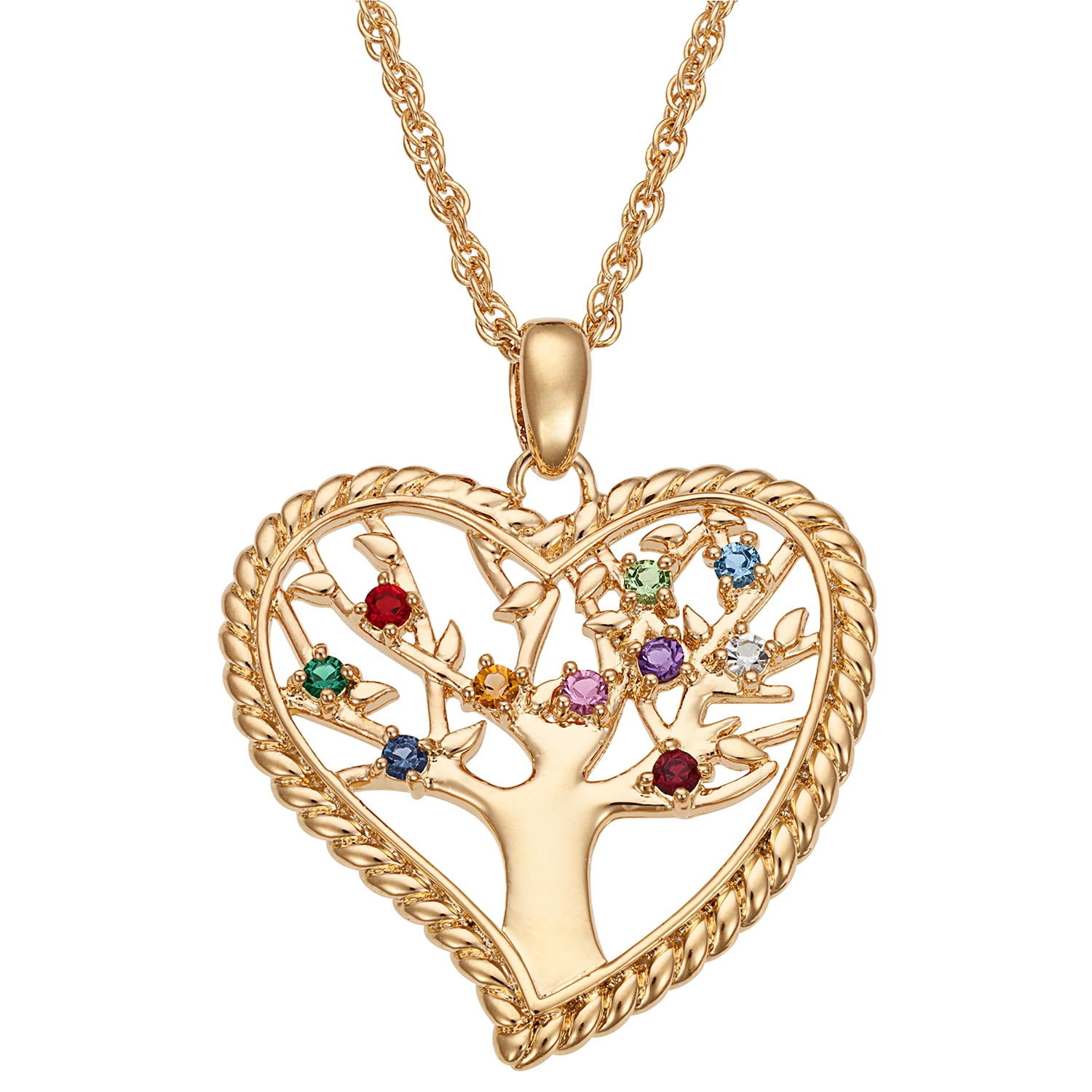 14k gold family birthstone necklace