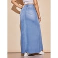 thumbnail image 2 of High-Waisted A-Line Maxi Denim Skirt With Pockets Light Wash-2, 2 of 30