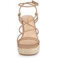 thumbnail image 3 of BLISSFUL STEP Women's Strappy Wedges Heels Espadrille Wedge Sandals Nude 7, 3 of 6