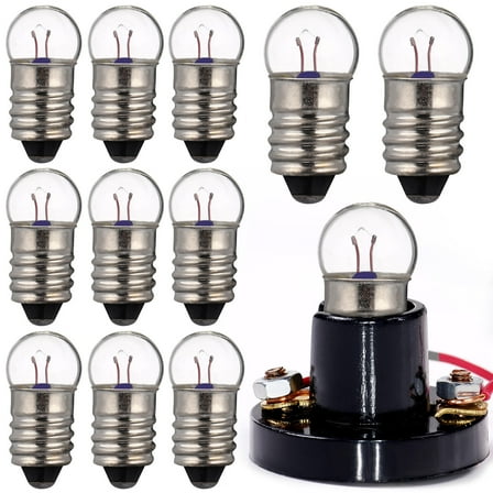 Pyramidti 10 Pcs Miniature Screw Base Light Bulbs Replacement E10 Mini Bulbs for Physical Electrical Experiment