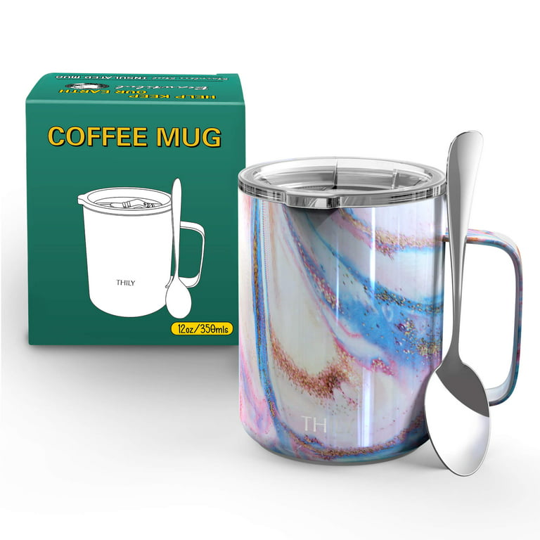 Stainless Steel Vacuum Insulated Coffee Mug - THILY 12 oz Travel