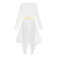thumbnail image 6 of TiaoBug Women's Metallic Praise Lyrical Dance Costume Liturgical Worship Tunic Irregular Hem Dance Dress White M, 6 of 7