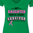 thumbnail image 4 of Inktastic My Daughter is a Survivor Breast Cancer Awareness Women's V-Neck T-Shirt, 4 of 5