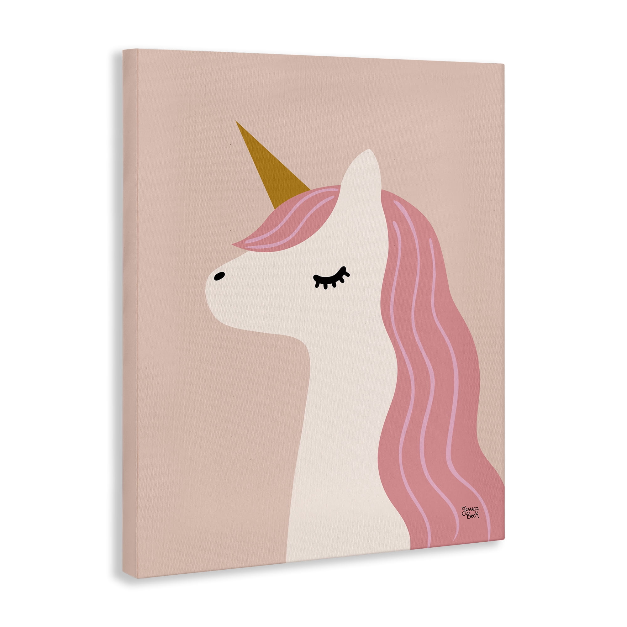 Stupell Industries Peach Pastel Unicorn Fantasy & Sci-Fi Painting Wrapped Canvas Art Print Wall Art, 16 x 20