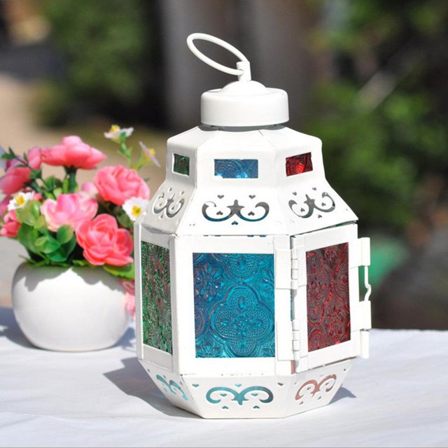 Decoración Marroquí De Linternas Hueco candeliere Candelero A Prueba Linterna Para Decoración para hogar perfecl Tenedor de la vela de hierro vintage