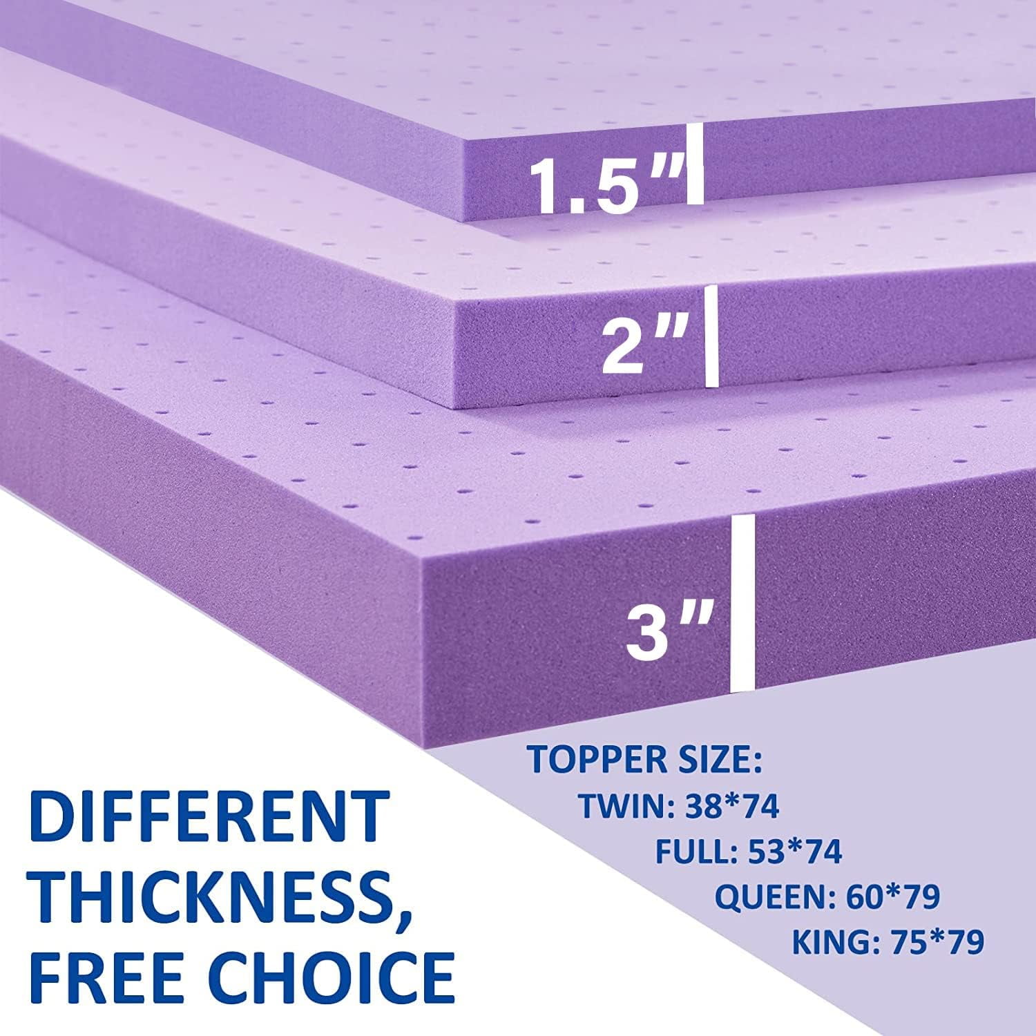 BDEUS 1.5 Inch Mattress Topper, Cooling Gel Memory Foam Mattress Topper, Bed Topper, Soft, Twin-XL Size