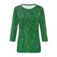 thumbnail image 5 of Camisas de manga 3/4 para mujer Camisetas gráficas con estampado lindo Blusas Casual Tallas grandes Tops básicos Jersey Verde / S, 5 of 6