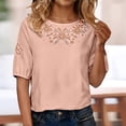 thumbnail image 6 of T Shirts for Women Cotton Women's Cotton And Linen V Neck Retro Embroidered Loose Casual Top, 6 of 9
