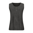 thumbnail image 5 of Qwertyu Plus Size Tank Tops for Women with Button Casual Loose Summer Tunic Tops Sleeveless Basic Tops Dark Gray 3X, 5 of 6