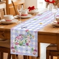 thumbnail image 4 of Easter Bunny Cotton Linen Table Runner for Dining Kitchen, Spring Flower Daisy Tulips Purple Plaid Wedding Outdoor Party Tablerunners Decoration, Dresser Scarf Coffee Tablecloth Runners 13x120 Inches, 4 of 8