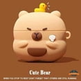thumbnail image 2 of For Apple AirPods 4 Hybrid Cute 3D Fun Design Silicone Skin Cartoon Characters with Keychain Buckle Holder Rubber TPU Soft Cover, Airpods Case fit Airpods 4 - Cute Bear, 2 of 8