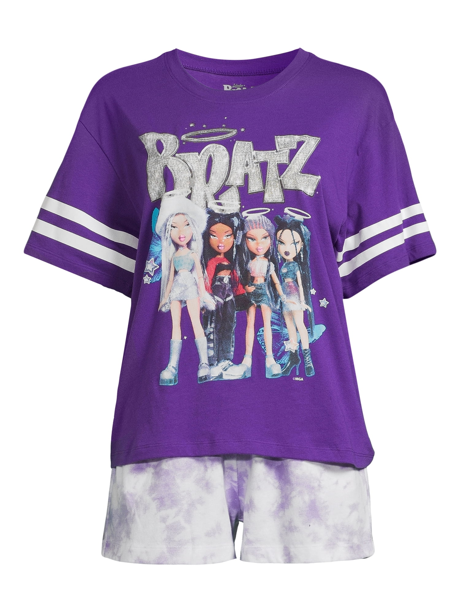 Bratz Women’s Graphic Tee and Shorts Lounge Set, 2-Piece, Sizes XS-3X