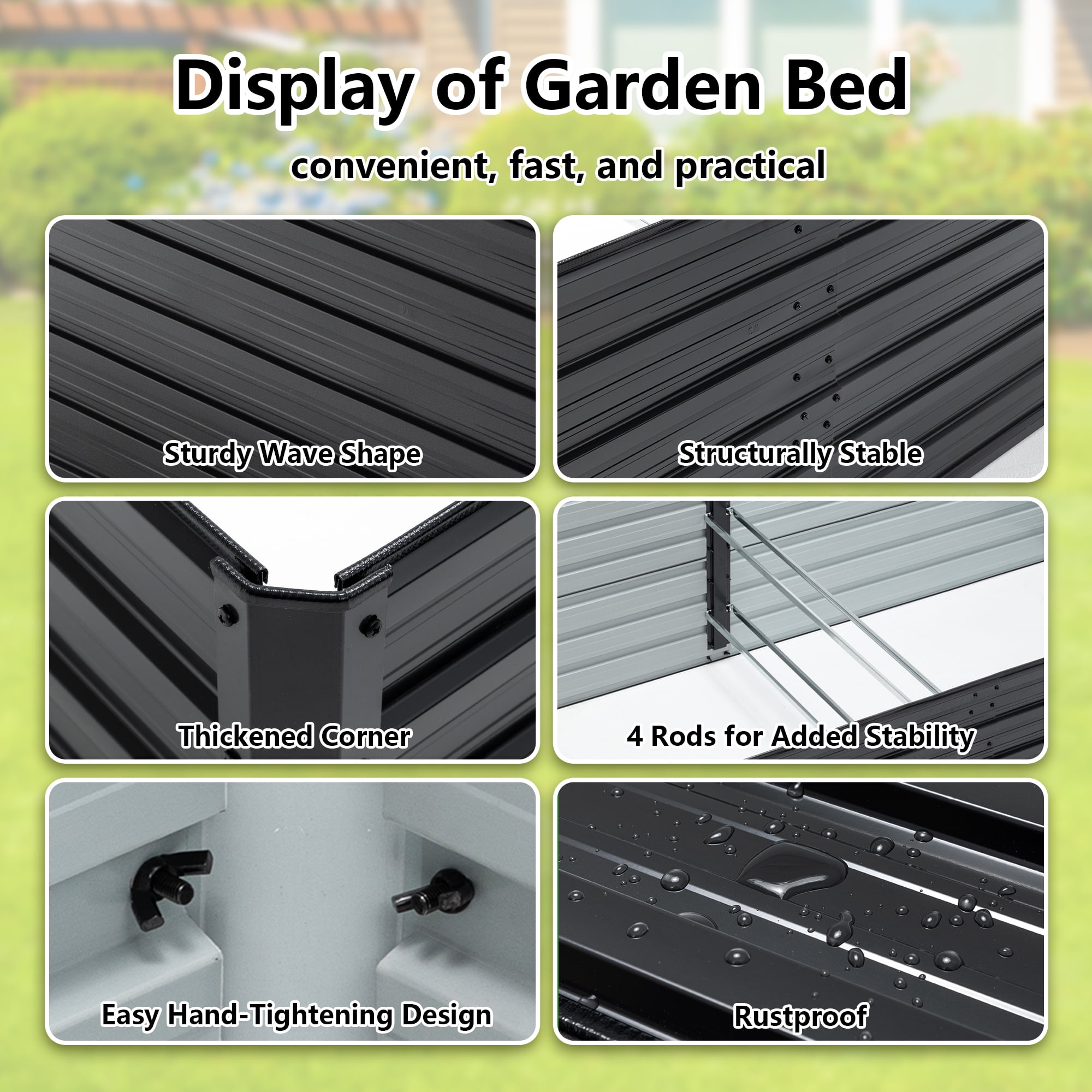 LZBEITEM Galvanized Raised Garden Bed, 2Pcs 8x4x2ft Metal Planter Box Outdoor, Metal Raised Garden Beds for Vegetables