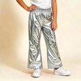 thumbnail image 2 of WAVSUF Girls Flare Pants Lightweight Elastic Waist Soft Comfort Fall Casual Party Trendy Pants Silver 3T, 2 of 5