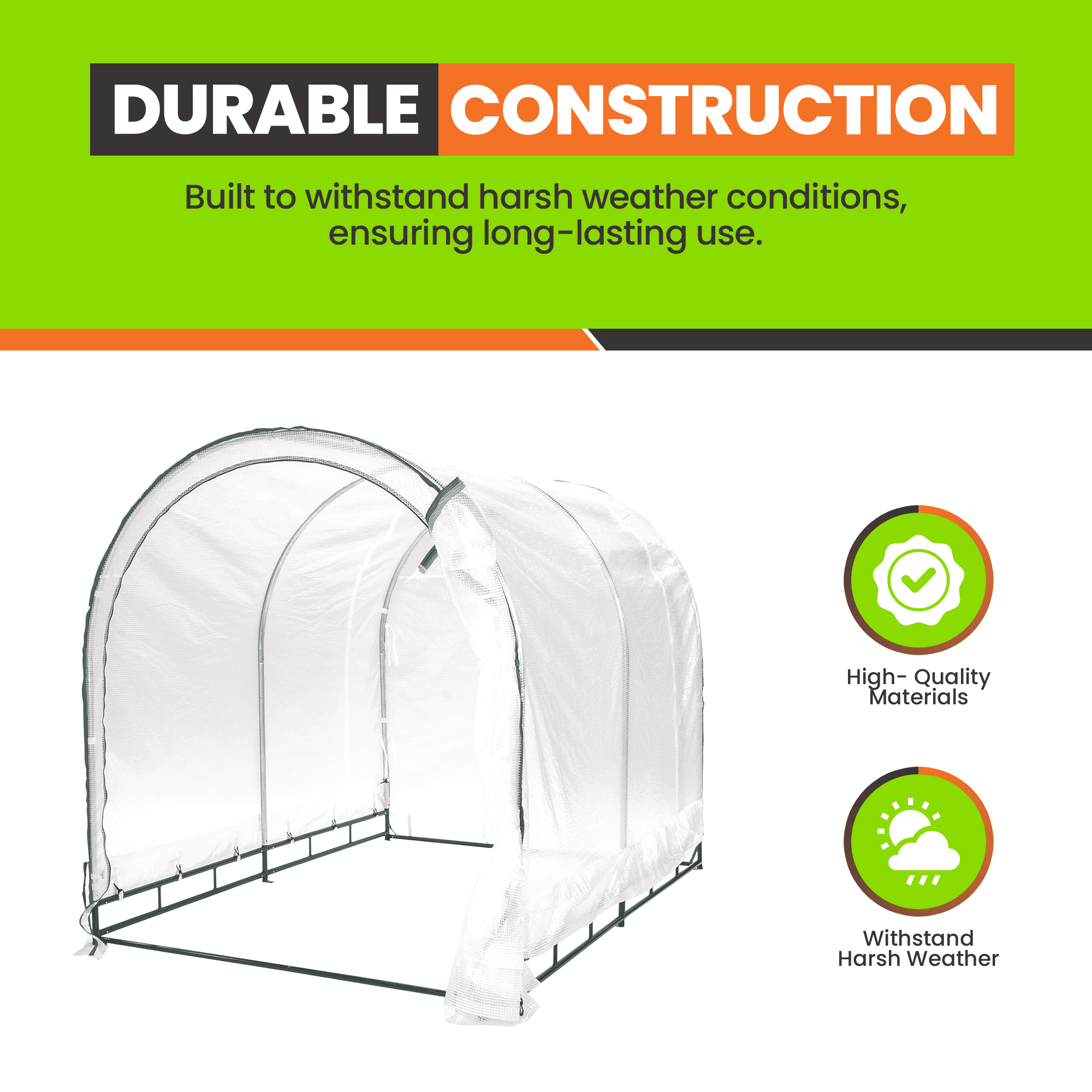 True Shelter Walk-in Greenhouse White 6.5 Ft High
