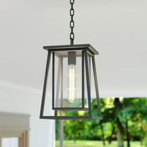 Blackwell Cage Frame 1 Light Black Outdoor Pendant Lantern Clear Glass