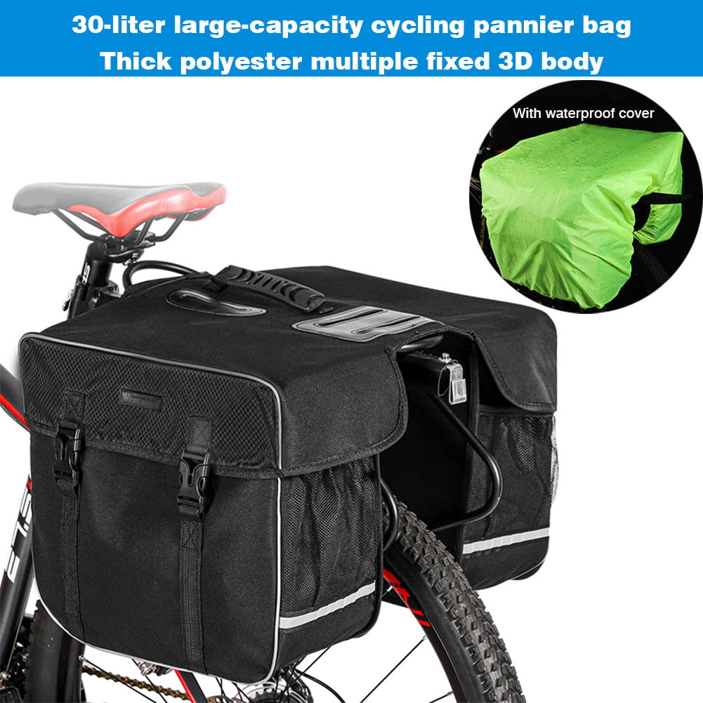 Large Waterproof Bicycle Double Rack Pannier Mountain Bike Storage Saddle Bag
