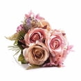 thumbnail image 3 of Enova Home Artificial Rose and Hydrangea Silk Flowers Arrangement in Ceramic Vase with Faux Water (Pink Purple), 3 of 4