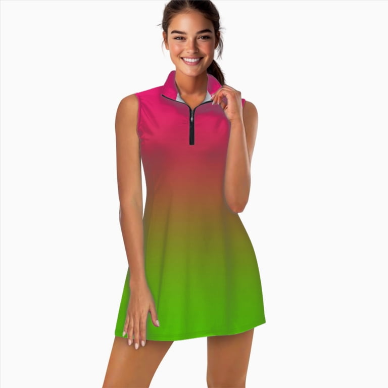Pink green gradient Sports Dresses Women Tennis Dress Outdoor Badminton  Golf Quick-Drying And Breathable Sports Dress - Walmart.com
