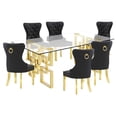 thumbnail image 1 of Rectangular Clear Glass 7pc Dining Set with Gold Stainless Steel Base, 1 of 3