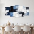 thumbnail image 3 of ZHONGYUTONG Abstract Wall Art 5 Piece Canvas Prints Black White and Gray Blue Wall Decor Modern Living Room Bedroom Office Home Decor Framed (12x20inx2pcs 12x30inx2pcs 12x40inx1pcs), 3 of 5