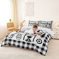 thumbnail image 3 of Catabedysis Plaid Camping Bedding,Sketch Print Duvet Cover Full For Boys,Multicolor,Reversible,3-Piece,1 Duvet Cover and 2 Pillowcases, 3 of 6