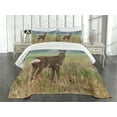thumbnail image 3 of Ambesonne Hunting Quilted Bedspread Set 3 Pcs, Deer Wildlife, King Size, Multicolor, 3 of 5
