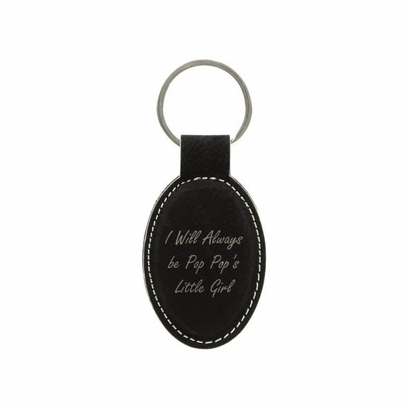 PrecisionNC Grandpa Granddaughter Gifts I Will Always be Pop Pop's Little Girl Engraved Keychain Key Tag Fathers Day (Black)