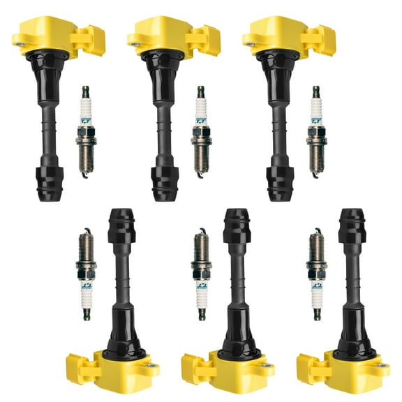 Heavy Duty Ignition Coil and Denso Iridium Spark Plug Compatible with 07' Nissan Maxima UF349