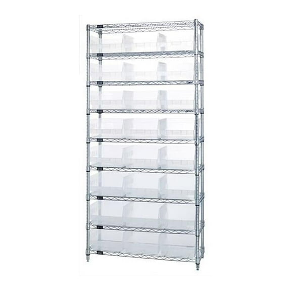 Quantum Storage WR9-210CL Wire Shelving Unit With 24 Bins, Clear