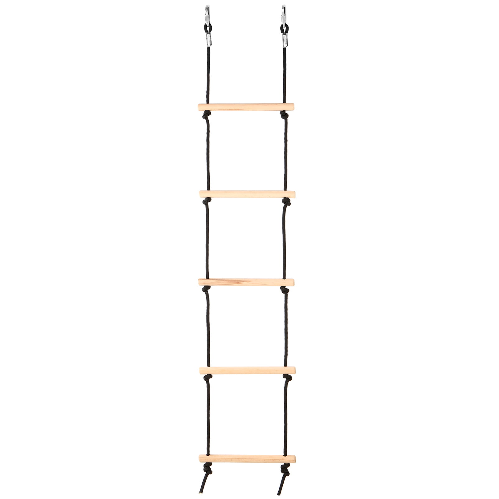 100kg Wood Rope Ladder for Child Outdoor Climbing Frame Tree House 2 Metal Hooks 