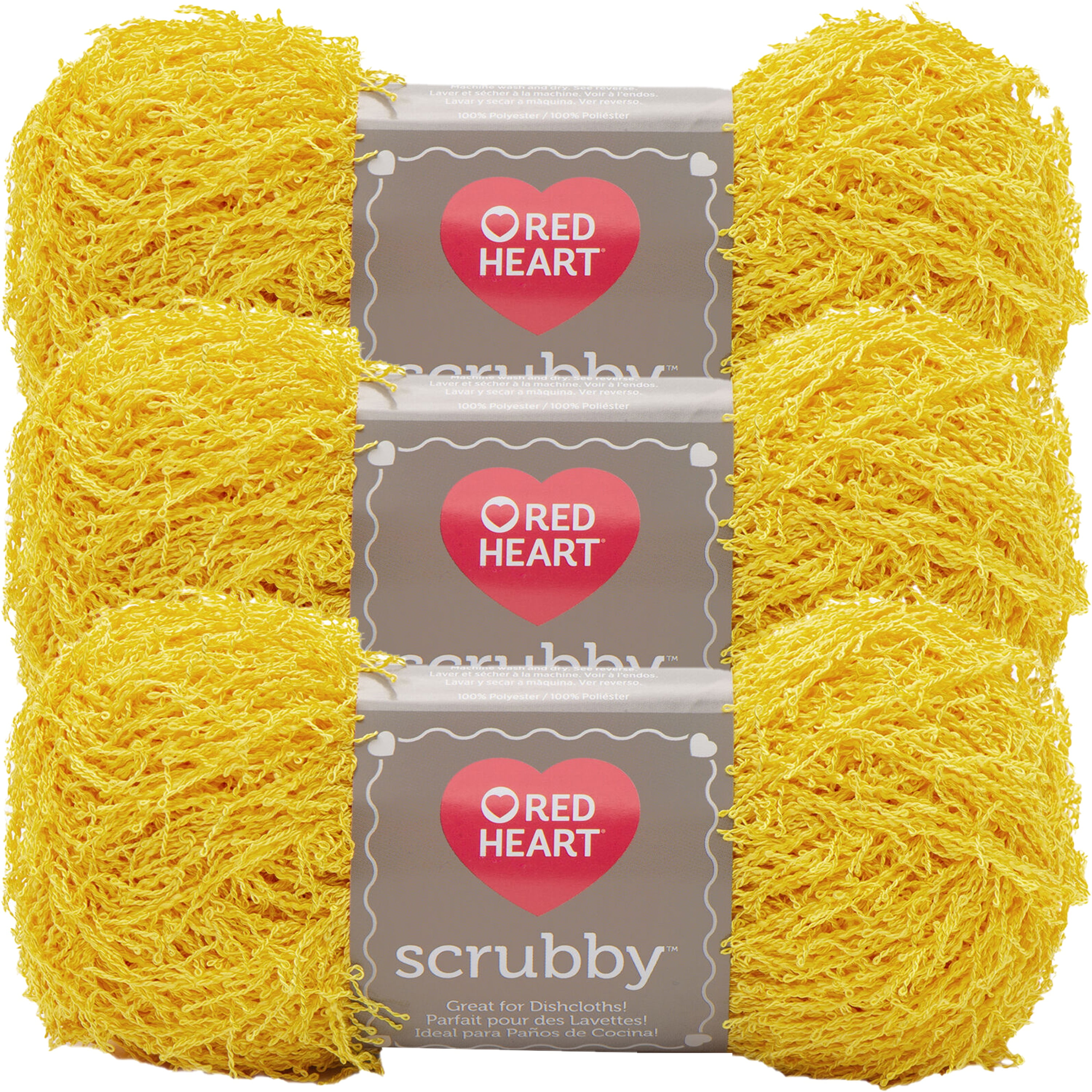 Red Heart Scrubby Duckie Yarn - 3 Pack of 100g/3.5oz - Polyester - 4 Medium (Worsted) - 92 Yards - Knitting/Crochet