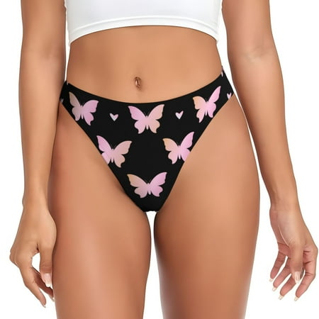 Horeoi Gradient Butterfly Pattern Seamless G-string Thongs for Women - Low Rise No Show Thong Stretch Womens Panties  Breathable Cheeky Panties-X-Small
