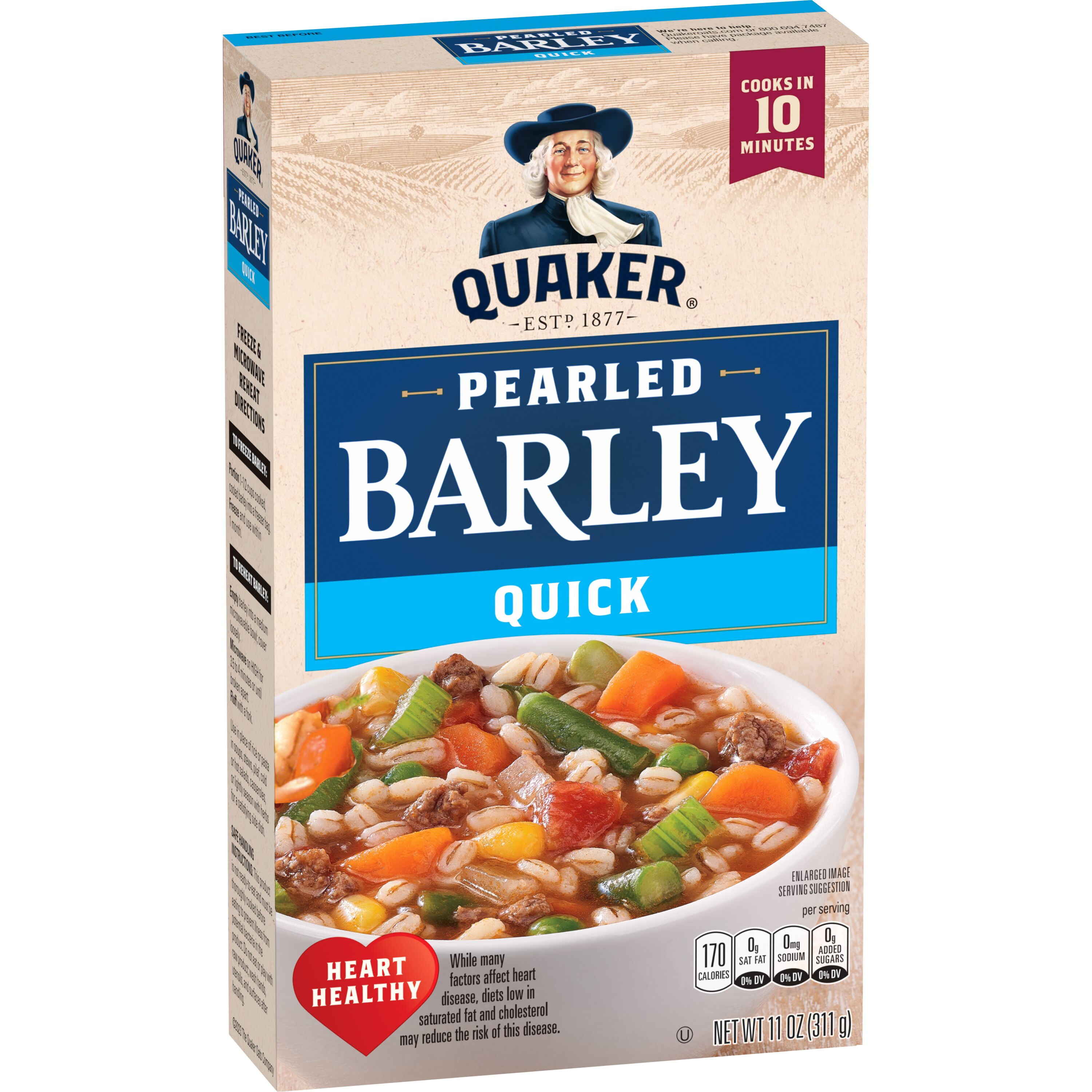 (12 pack) Quaker Quick Pearled Barley, 11 oz, Single Pack, Low Fat, Sodium Free