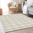 thumbnail image 3 of HomeRoots 673466 3 x 5 ft. Ivory & Beige Plaid Transitional Washable Machine Made Rectangle Area Rug with UV Protection, 3 of 9