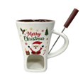 thumbnail image 2 of Sweet Fondue Cup with Forks, Tealight Chocolate Fondue Mug, 4.33X4.72" Santa Claus Pattern Ceramic Melting Vessel, Individual Portion Treat Warming Container, for Winter Confection Crafting, 2 of 4
