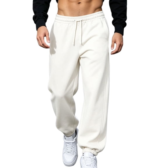 Guluxicc Sweat Pants for Men Loose Drawstring Straight Leg Athletic Trousers with Pockets for Everyday Fall Winter