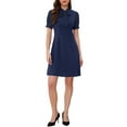 thumbnail image 1 of INSPIRE CHIC Vestidos Elegantes para Mujeres con Cuello de Lazo y Mangas Cortas Abullonadas, Vestido para Trabajar, Color Azul Marino, 1 of 6