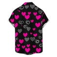 thumbnail image 4 of Yaoyar Men Lapel Valentine's Day Love Heart Print Short Sleeve Button Cardigan Top Shirt Hawaiian Summer Beach Shirts Short Sleeve, 4 of 6