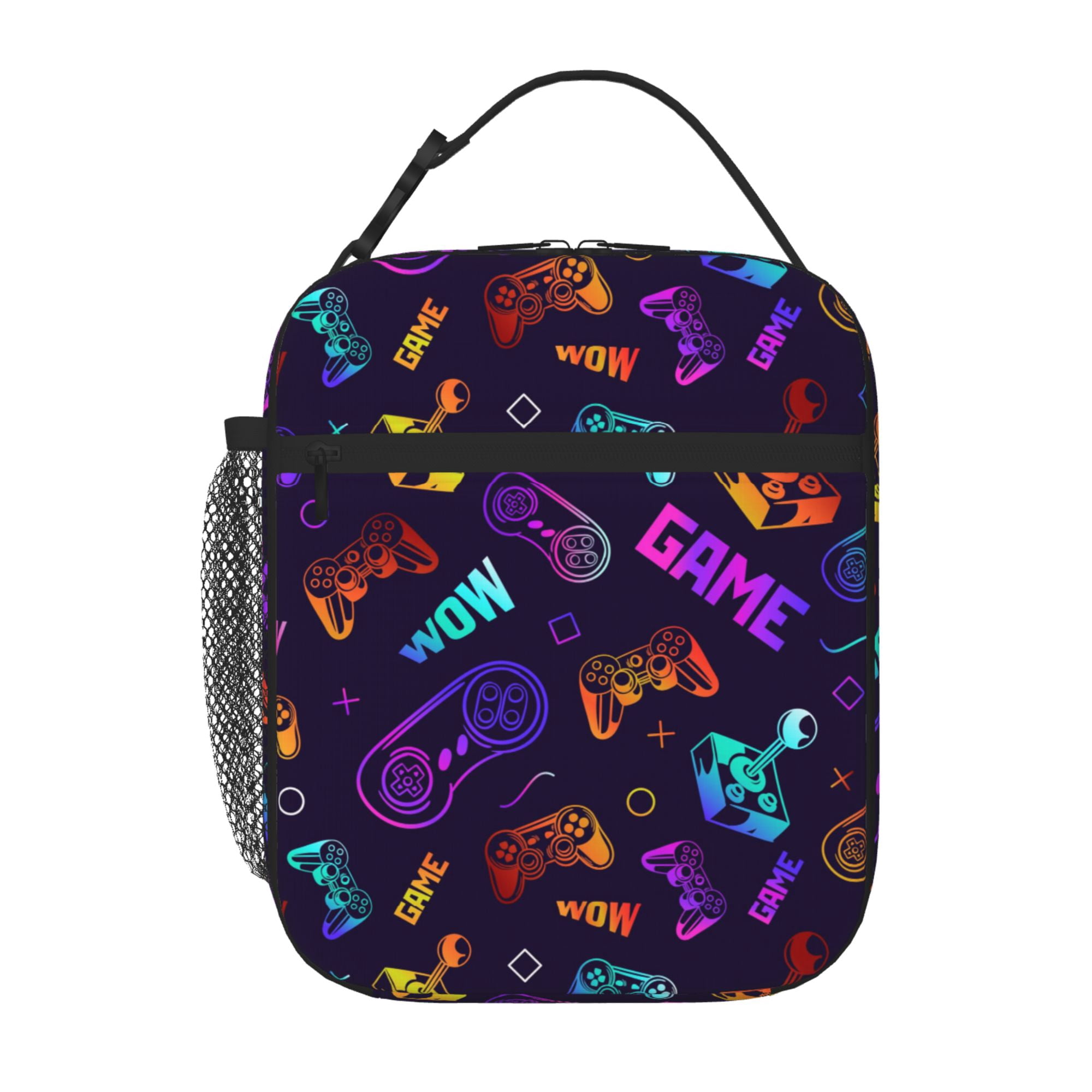 TEQUAN Portable Lunch Bag, Retro Neon Game Controller Pattern Reusable ...
