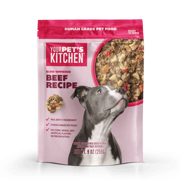 Your Pet's Kitchen Beef Recipe Human Grade Wet Dog Food, 9 oz Pouch, 6-pack
