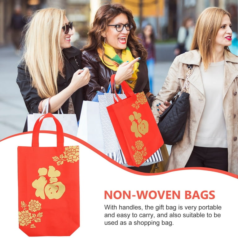 10pcs Chinese New Year Handle Gift Bag Spring Festival Party Favors Bag Holiday Goodies Pouch